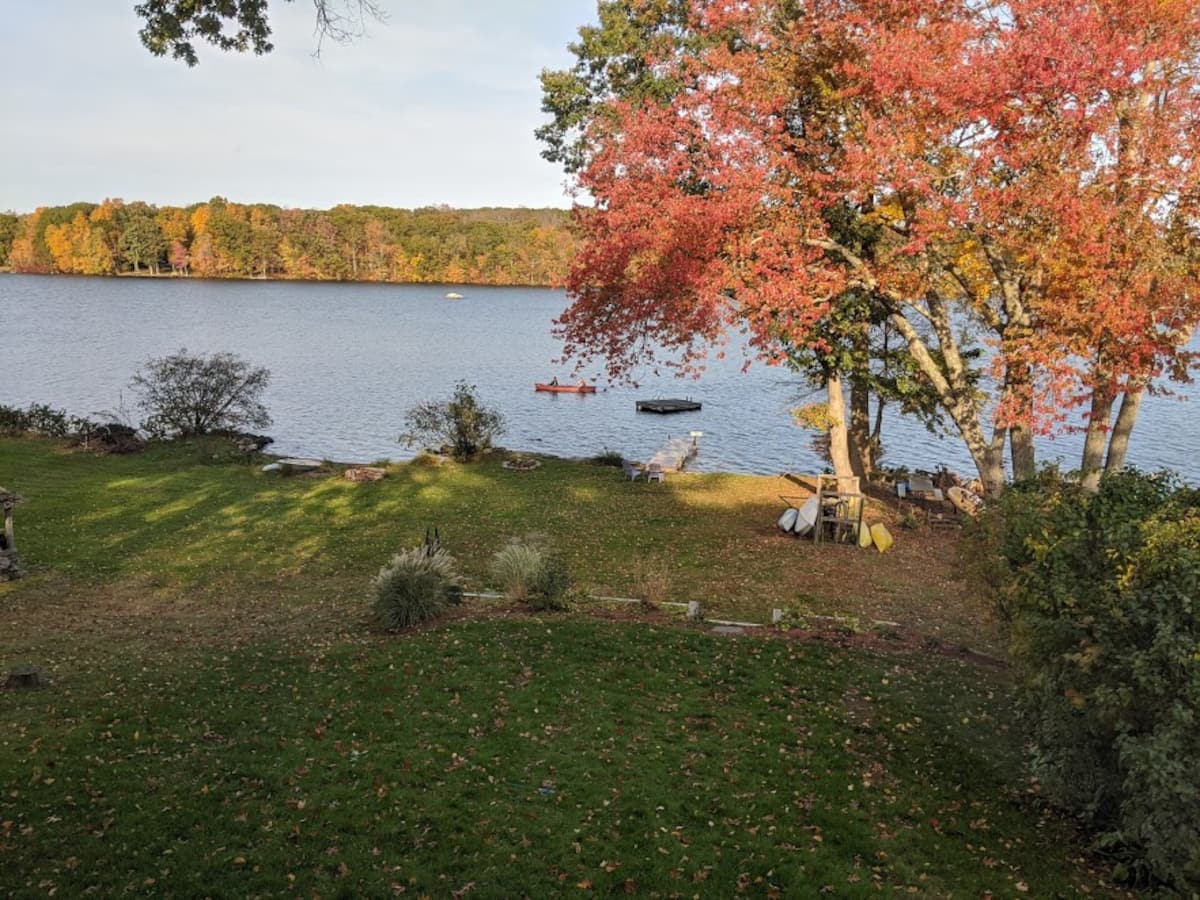 The lakefront house on Andover Lake, Connecticut